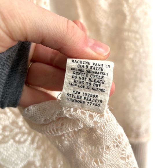 Cream Long sleeved Fleece Lacy Sheer Over-shirt - Picture 8 of 9